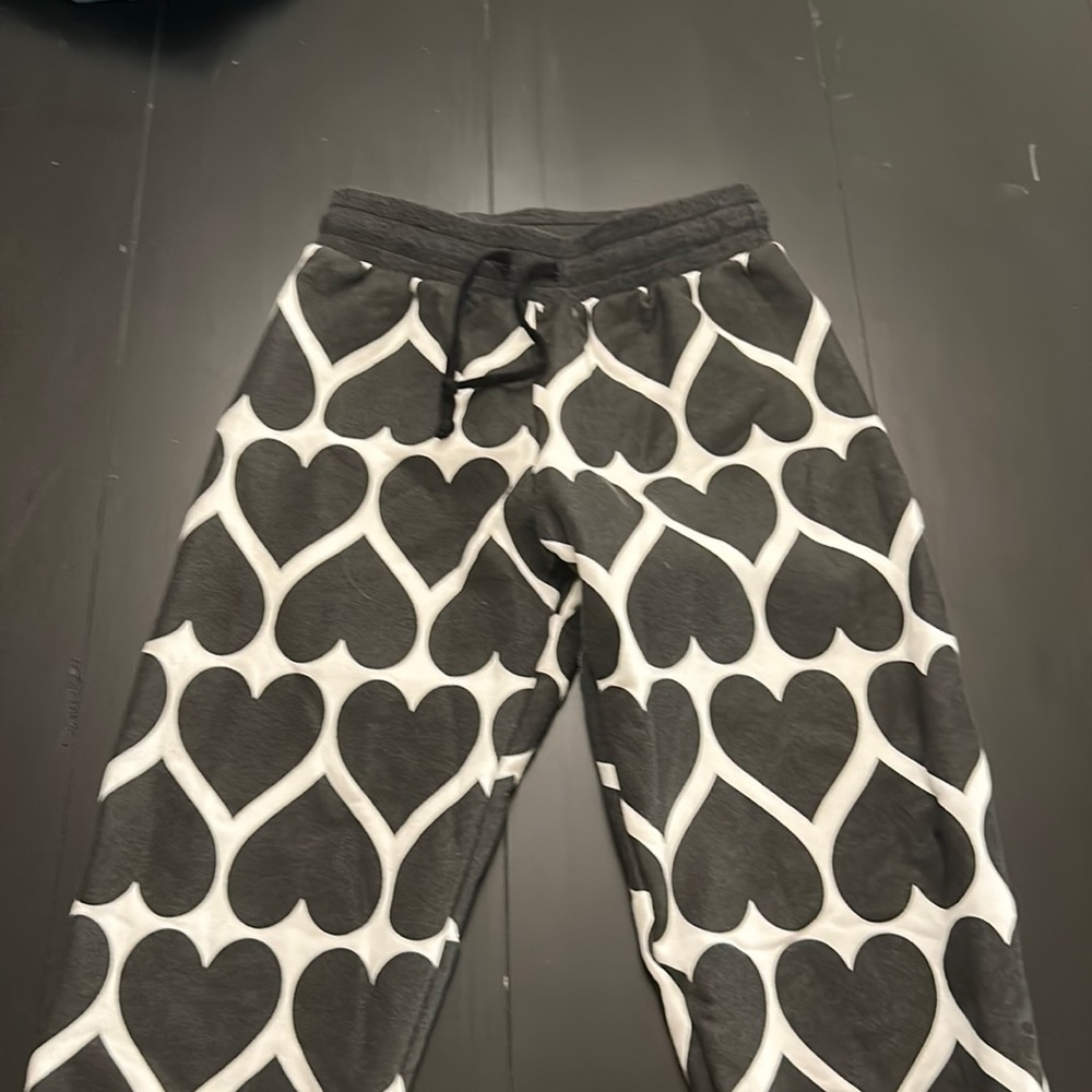 White and Grey heart sweatpants